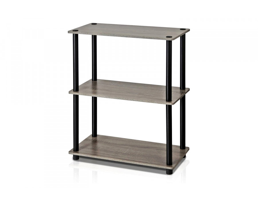 FaFurn - Gray Oak and Black Finish 3-Tier Bookcase