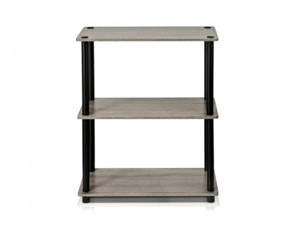 FaFurn - Gray Oak and Black Finish 3-Tier Bookcase