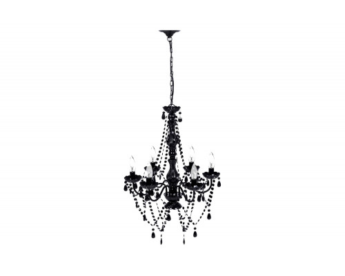 FaFurn - 6 Light Gothic Gypsy Pendant Black Crystal Candle Ceiling Chandelier