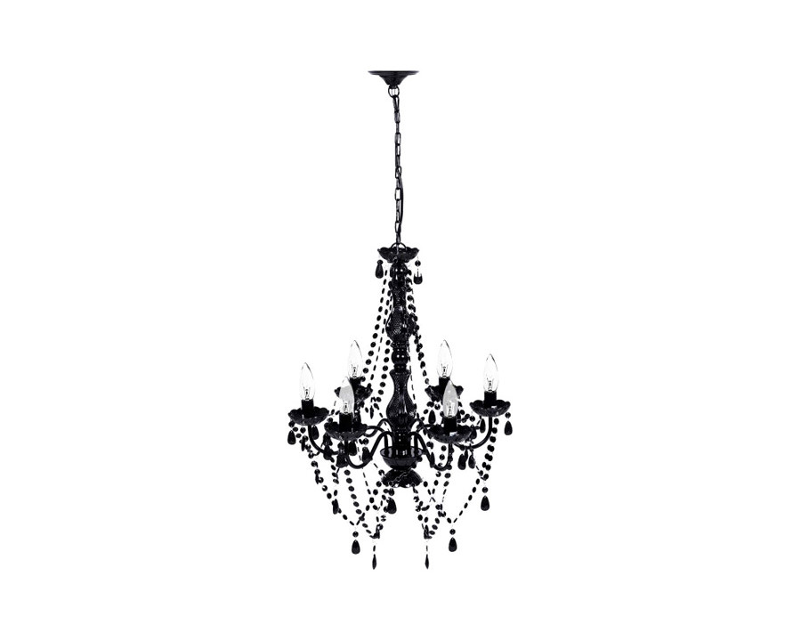 FaFurn - 6 Light Gothic Gypsy Pendant Black Crystal Candle Ceiling Chandelier