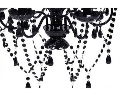 FaFurn - 6 Light Gothic Gypsy Pendant Black Crystal Candle Ceiling Chandelier