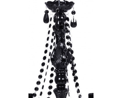 FaFurn - 6 Light Gothic Gypsy Pendant Black Crystal Candle Ceiling Chandelier