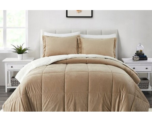 FaFurn Plush Microfiber Reversible Comforter Set - Gold, King Size