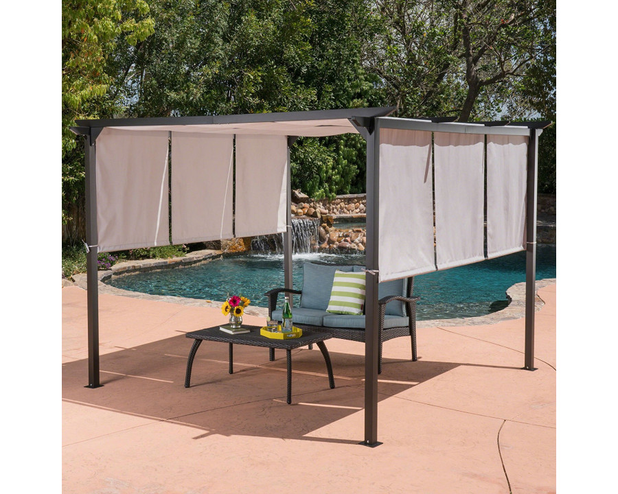 FaFurn - Gazebo with Water Resistant Sun Shade in Gray, Steel