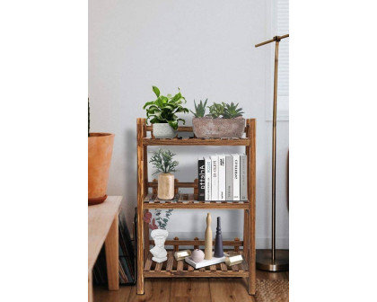 FaFurn - Indoor Outdoor Solid Wood 3 Shelf Folding Plant Stand Planter Shelves