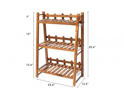 FaFurn - Indoor Outdoor Solid Wood 3 Shelf Folding Plant Stand Planter Shelves