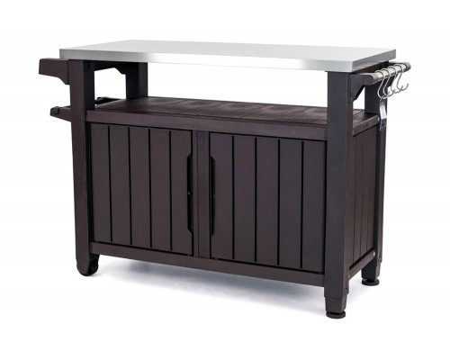 FaFurn Outdoor Grill Party Bar Serving Cart with Storage - Dark Brown