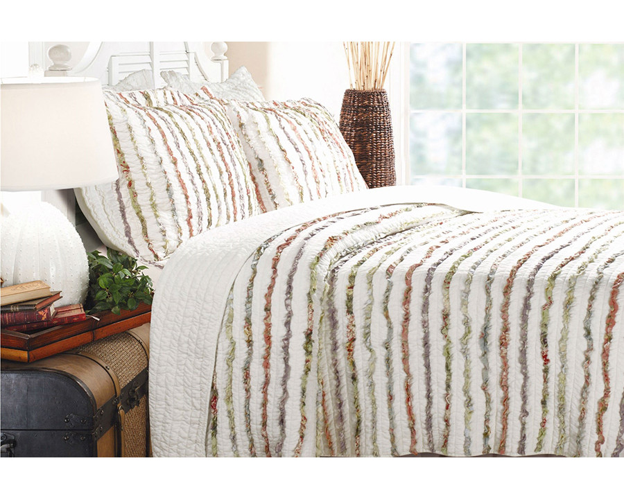 FaFurn - 3-Piece Quilt Set 100% Cotton Ruffles