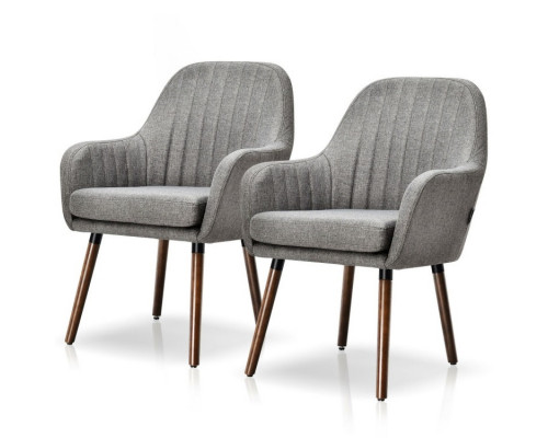 FaFurn Set of 2 Retro Accent Chairs Set with Stylish Wood Legs - Gray