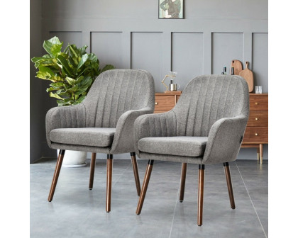 FaFurn Set of 2 Retro Accent Chairs Set with Stylish Wood Legs - Gray