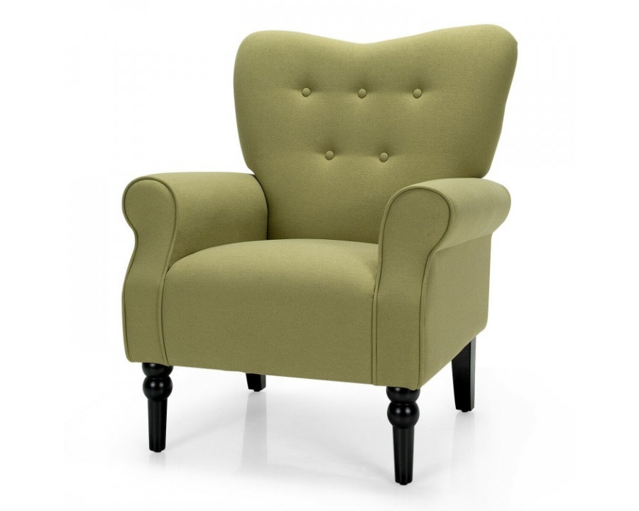 FaFurn Retro Accent Chair with Stylish Espresso Wood Legs - Green