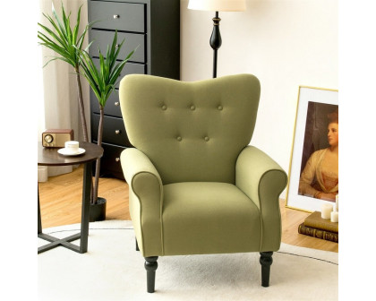 FaFurn Retro Accent Chair with Stylish Espresso Wood Legs - Green