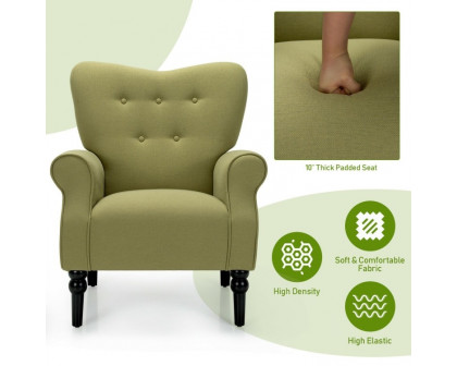 FaFurn Retro Accent Chair with Stylish Espresso Wood Legs - Green