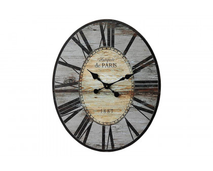 FaFurn - Oversized Distressed Paris Wood Wall Clock