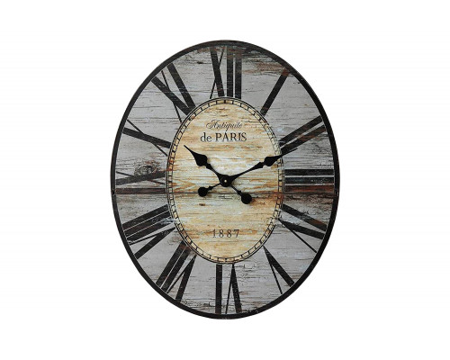 FaFurn Oversized Distressed Paris Wood Wall Clock - Gray