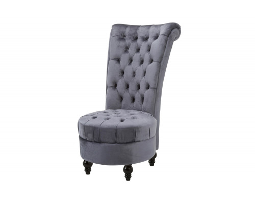 FaFurn Tufted High Back Plush Velvet Upholstered Accent Low Profile Chair - Gray