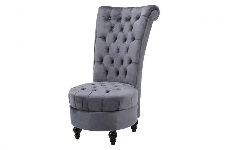 FaFurn™ Tufted High Back Plush Velvet Upholstered Accent Low Profile Chair - Gray