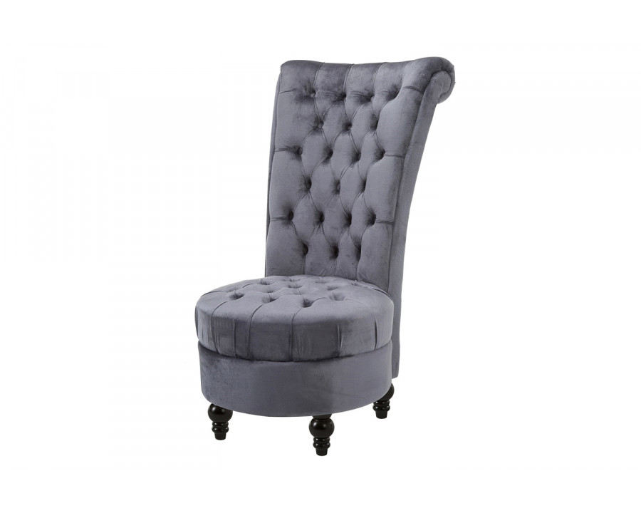 FaFurn Tufted High Back Plush Velvet Upholstered Accent Low Profile Chair - Gray