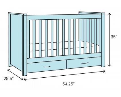 FaFurn 3-In-1 Modern Convertible Baby Crib Toddler Bed - Gray