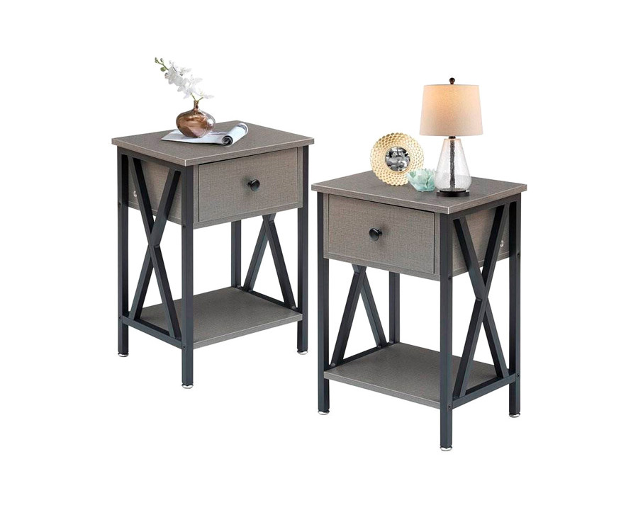 FaFurn - Set of 2 End Table with 1 Drawer