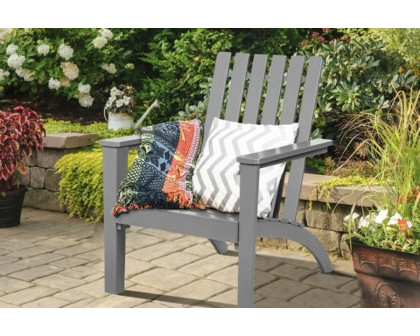 FaFurn Indoor/Outdoor Acacia Wood Adirondack Lounge Armchair - Gray