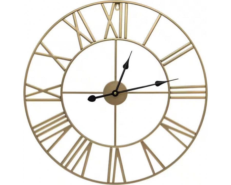 FaFurn Decorative Wall Clock with Roman Numerals - Gold, Metal