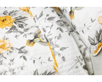 FaFurn 3 Piece Reversible Floral Birds Cotton Quilt Set - Full/Queen Size