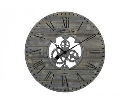 FaFurn Industrial Farmhome Round Oversized Wall Clock - Rustic Gray