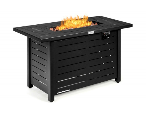 FaFurn - 60,000 Btu Brown Rectangular Portable Lp Gas Propane Fire Pit Table