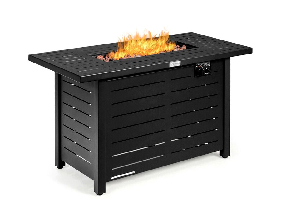 FaFurn - 60,000 Btu Brown Rectangular Portable Lp Gas Propane Fire Pit Table