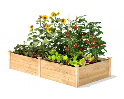 FaFurn - 17-Inch High Cedar Wood Raised Garden Bed 4 Ft X 8 Ft