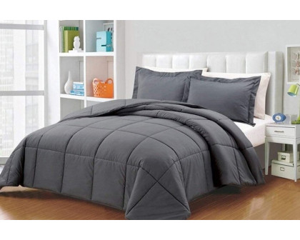 FaFurn Reversible Microfiber Down Alternative Comforter Set - Gray, King Size