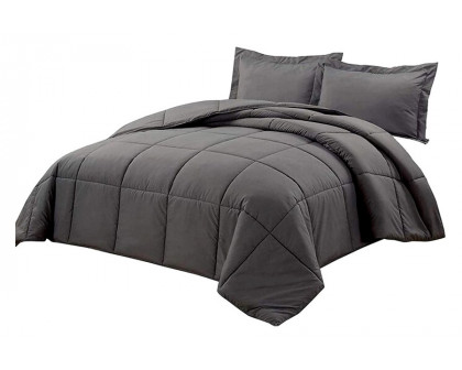 FaFurn Reversible Microfiber Down Alternative Comforter Set - Gray, King Size