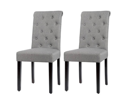 FaFurn Set of 2 Dining Chairs with Wood Legs - Gray