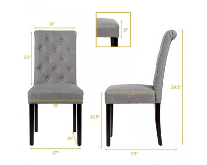 FaFurn Set of 2 Dining Chairs with Wood Legs - Gray