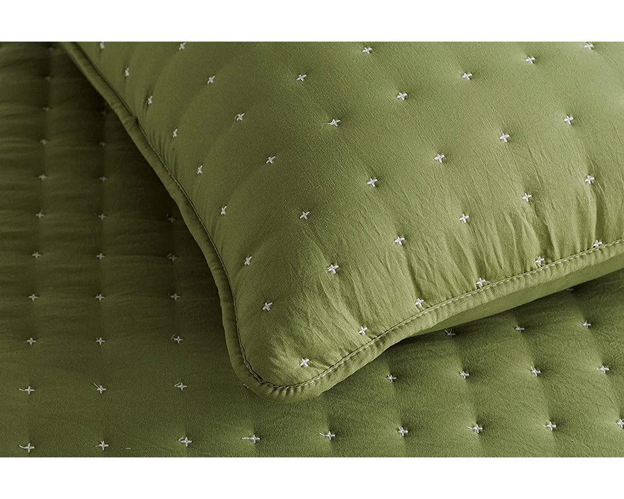 FaFurn 3 Piece Microfiber Polyester Quilt Bedding Set - Olive, King Size