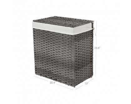 FaFurn - Laundry Hamper Basket with 2-Compartment Washable Liner Bag in Gray