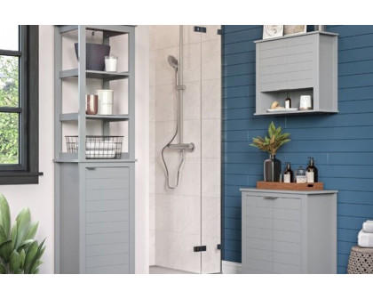 FaFurn 2 Door Wall Mounted Bathroom Storage Cabinet - Gray