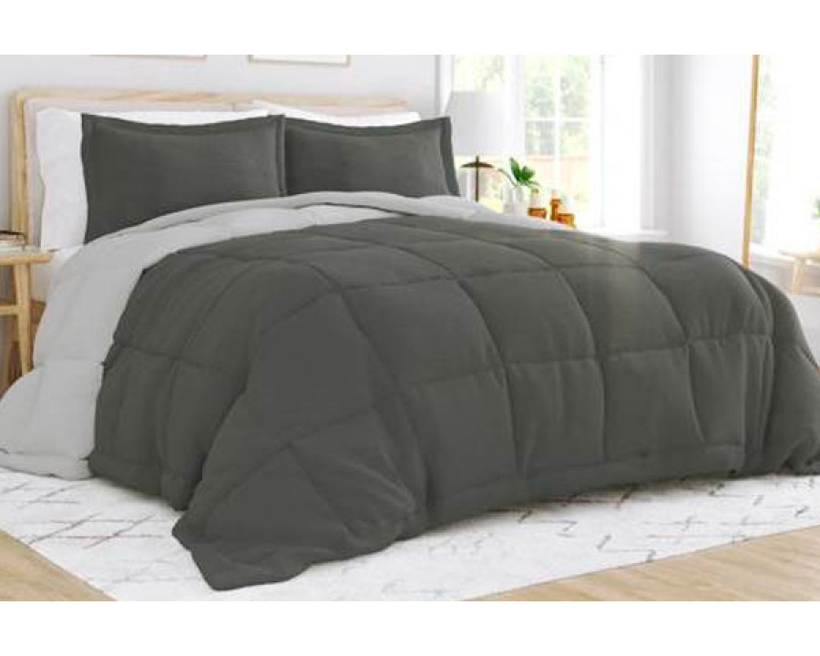 FaFurn Twin/Twin XL Size 2-Piece Reversible Comforter Set - Gray/Light Gray, Microfiber