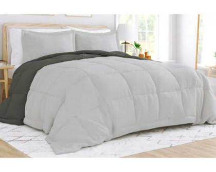 FaFurn Twin/Twin XL Size 2-Piece Reversible Comforter Set - Gray/Light Gray, Microfiber