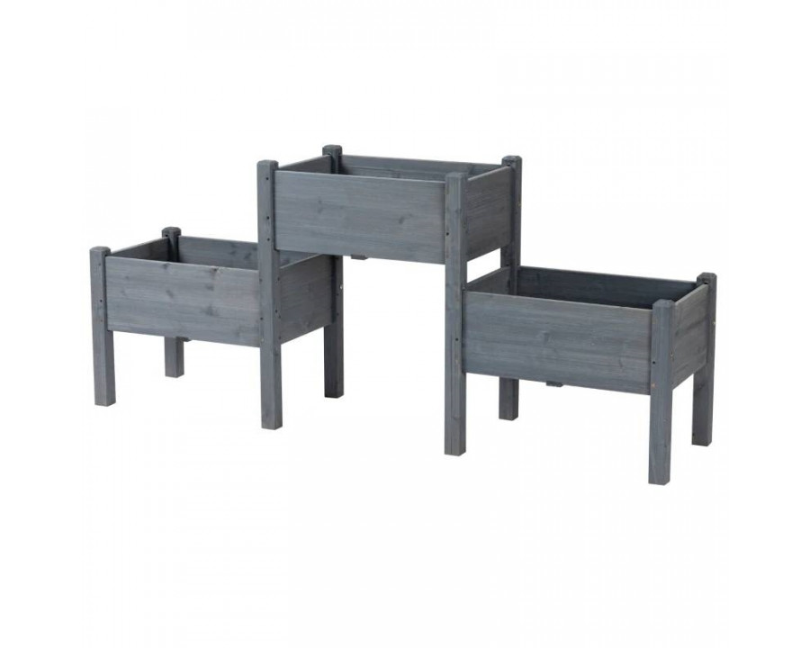 FaFurn Garden Bed Planter Box - Gray, Fir Wood