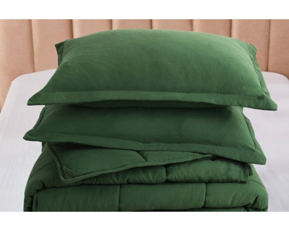 FaFurn 3 Piece Microfiber Reversible Comforter Set - Green, Queen Size