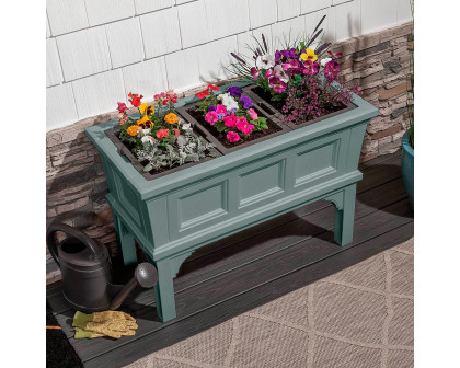 FaFurn - Outdoor Raised Garden Bed Planter Box with 3 Removeable Trays in Green, Plastic