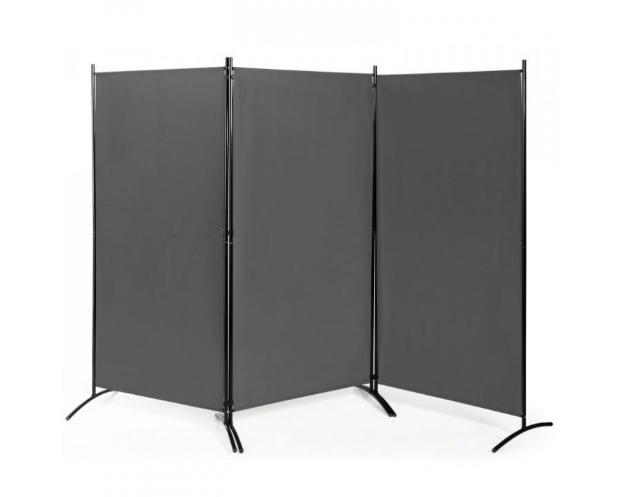 FaFurn 3-Panel Room Divider Screen with Steel Base and Heavy Duty Hinges - Gray