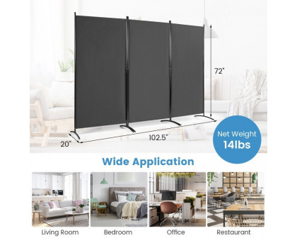 FaFurn 3-Panel Room Divider Screen with Steel Base and Heavy Duty Hinges - Gray