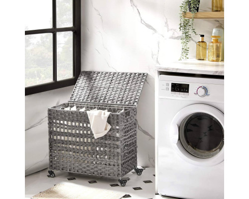 FaFurn Laundry Hamper Basket with Removable Cotton Bags - Gray