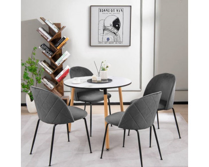 FaFurn Set of 2 Modern Dining Chairs with Metal Legs - Gray