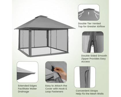 FaFurn Outdoor Canopy with Mesh Mosquito Netting Sidewalls - Gray