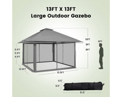 FaFurn Outdoor Canopy with Mesh Mosquito Netting Sidewalls - Gray