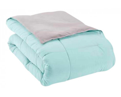 FaFurn Full/Queen Size 3-Piece Reversible Comforter Set - Aqua Blue/Gray, Microfiber